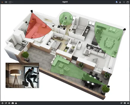 Agent DVR floor plan monitoring with live alert status and live view overlay Agent DVR floor plan monitoring with live alert status and live view overlay